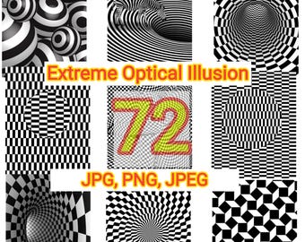 Optical Illusion Wall Art | A4 PNG JPG | Black & White Geometric Prints.