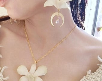 Orchid  Necklace Earrings  Real Flower Jewelry