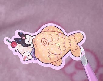 Kuromi Taiyaki Holo Star Sticker