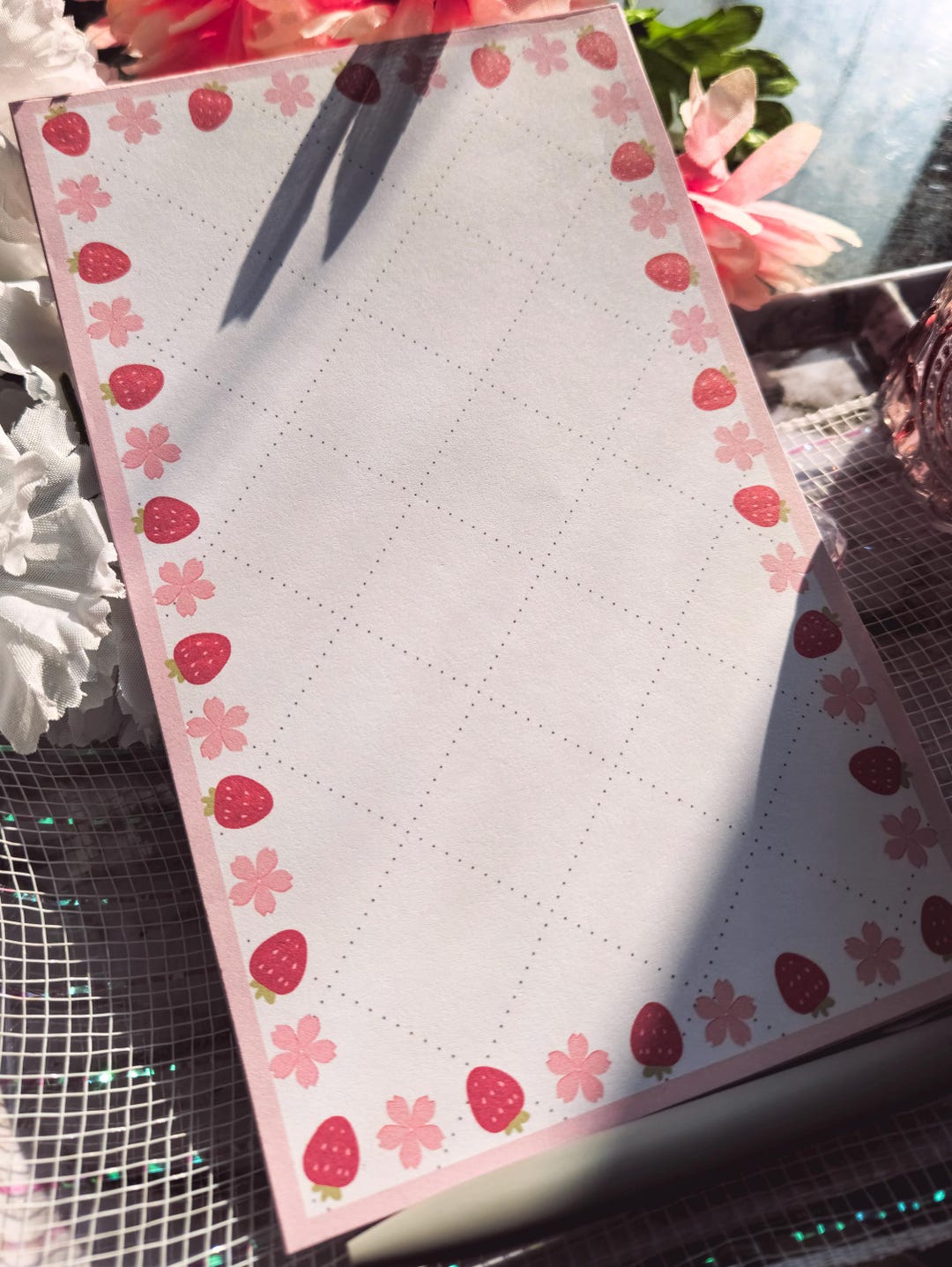 Pink Sakura Strawberry Notepad – Spring Stationery (5x8 or 3x5) - Etsy