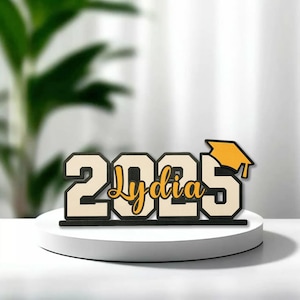 Letrero de madera personalizado para graduación de 2025, decoración personalizada para fiesta de graduación, alternativa al libro de visitas con carta de graduación, letrero de recuerdo para la clase de último año.