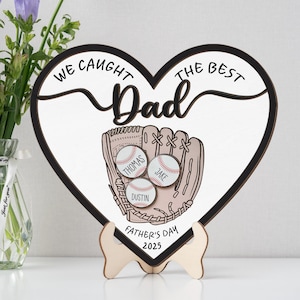 Personalized Father's Day Gift We Caught The Best Dad Custom Kid's Name Baseball Fathers Day Present Baseball Dad Gift
