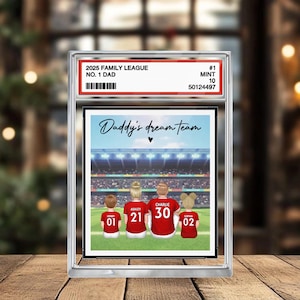 Placa de bloque de acrílico personalizada, ideal para el equipo de ensueño de papá, número 1, para papá, hombre y niños, estilo tarjeta coleccionable, regalo para el Día del Padre y cumpleaños.