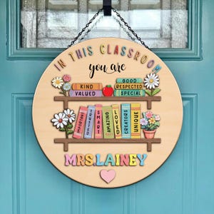 Custom Classroom Door Sign Personalized Teacher Door Hanger Back to School Classroom Decor Wooden Sign Teacher Appreciation Gift for Her