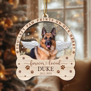 Custom Dog Photo Ornament, Personalized Pet Memorial Ornament, Dog Loss Keepsake, Forever Loved Dog Ornament, Pet Sympathy Gift