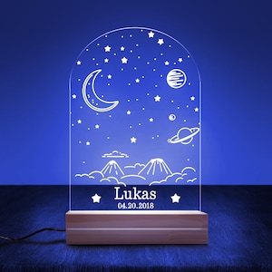 Personalized Night Light for Kid Space Theme Baby Night Light Nursery Lamp Custom Baby Gifts Personalized Baby Room Decor