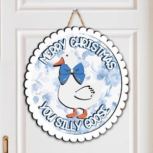 Custom Initial and Name Door Hanger Blue Decor with Chinoiserie Style Monogram for Front Door or Nursery Room