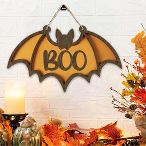 Deurhanger vleermuis vleermuis Halloween – Spookachtig leuk Halloween-bord – Boo-bord voordeur met vleermuizen