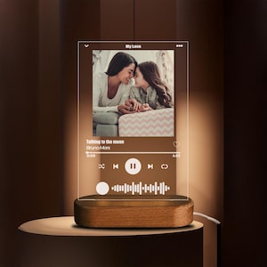 Personalized Song Acrylic Plaque Music Plaque Custom Photo Lamp Gift For Mom Custom Nightlight Gift For Him Father&#39;s Day