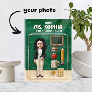 Personalized Teacher Acrylic Block with Action Figure – Unique Back to School & Appreciation Gift