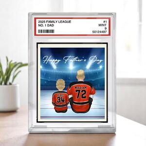 Cadeau de carte à collectionner papa hockeyeur personnalisé papa n°1 bloc acrylique Cadeau fête des pères pour joueur de hockey Cadeau pour amateur de hockey Sports personnalisés