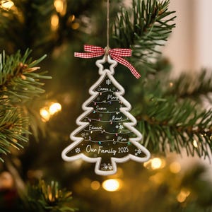Personalized Family Christmas Ornament 2025 – Custom Family Name Ornament – Christmas Tree Ornament with Pets – Holiday Keepsake Gift