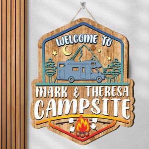 Personalized Camping Sign Welcome To Our Campsite Family Name Camper Decoration Custom RV Choice