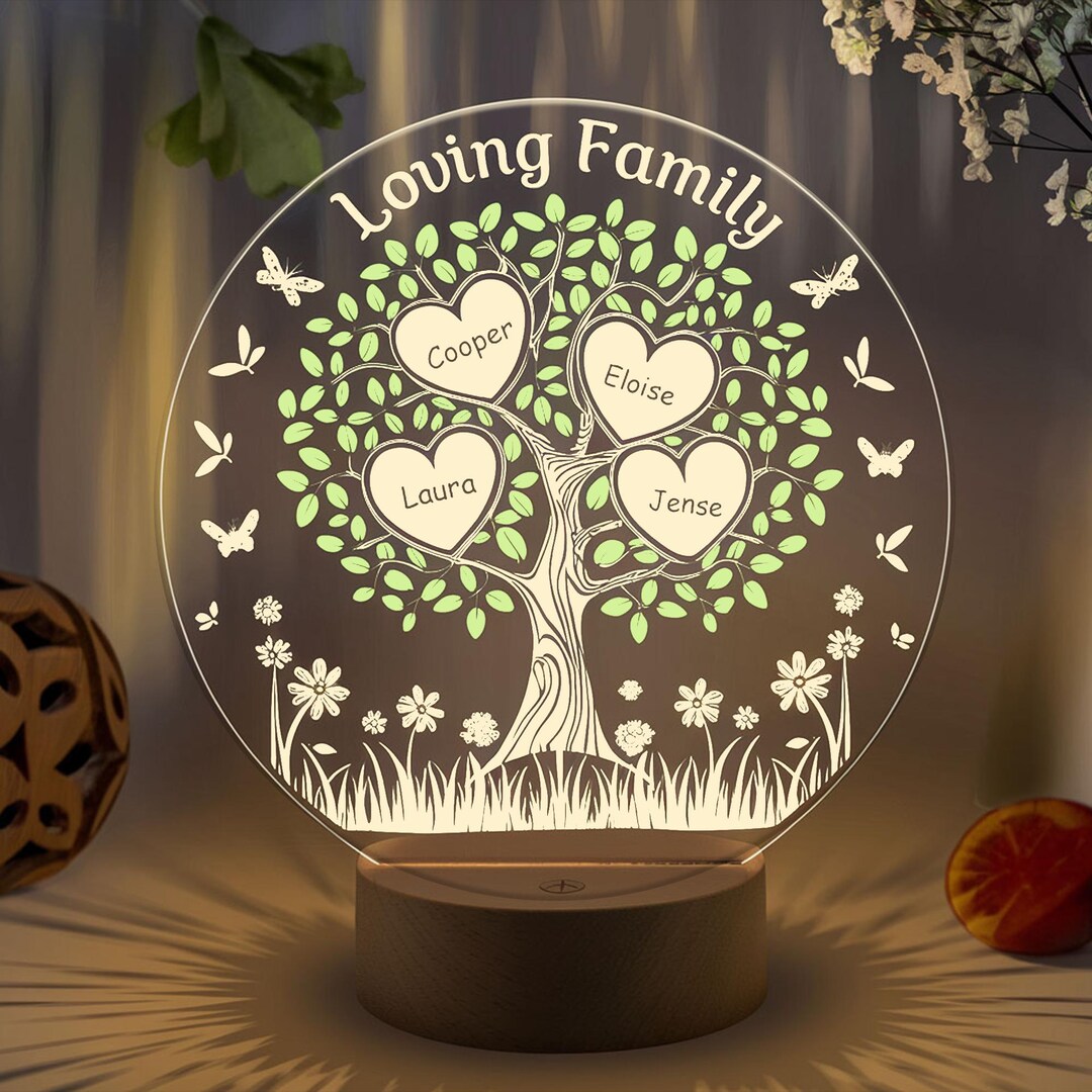 Custom Night Light With Kids Names Tree of Life Names Night Light ...