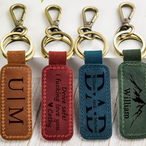 Personalized Leather Keychain,Monogrammed Leather Keychain,Customized Key chain,Mens gifts,Coordinates Key Chain Longitude Latitude Keychain