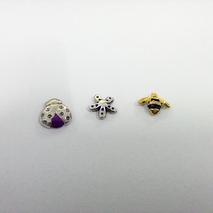pandora s.silver bee ladybug flowers petite floating locket charms set