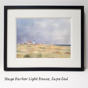 Stage Harbor Light House, Chatham, Cape Cod, original watercolor, Scenic Landscape, original art