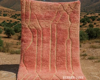 Handmade Pink Beni Mrirt Rug: Moroccan Wool, Soft Boho Decor