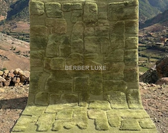 Handmade Green Moroccan Rug – Organic Wool Berber Carpet