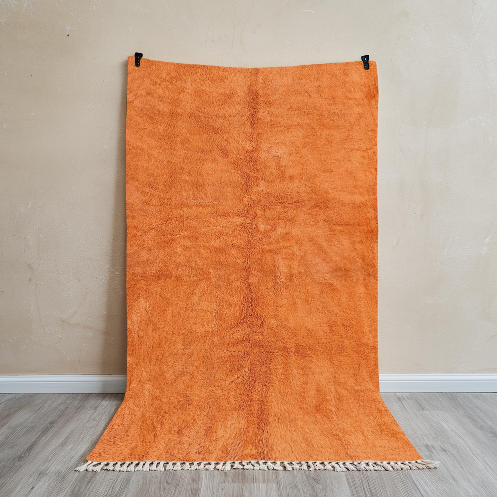 Handmade Orange Shag Rug – Vibrant Plush Area Rug with Tassels – Boho Accent Rug for Living Room or Bedroom – Cozy Modern Floor Decor