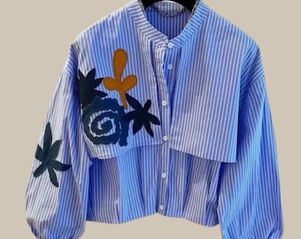 Losse en veelzijdige damesblouses Overhemden Ronde hals geborduurde top met lange mouwen