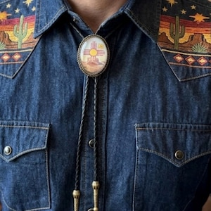New Mexico Zia Bolo Tie | Southwestern Desert Cowboy Necktie | Western Heritage Wear Men Gift