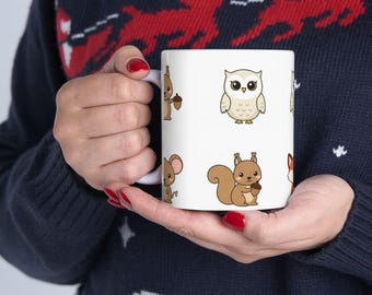 気まぐれな森の動物の陶器マグカップ - コーヒーカップ