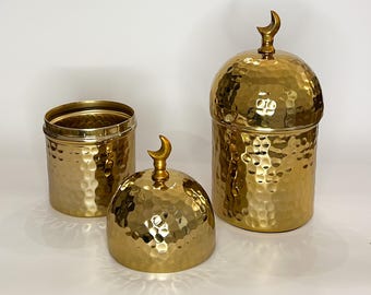 Gold Dome Hammered Storage Canisters - Set of 2