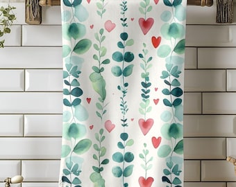 Watercolor Heart Valentines Tea Towel | Valentine Home Decor | Kitchen, Dish, Hand Towels | Zero Waste Gift for Teacher, Best Friend, or Mom