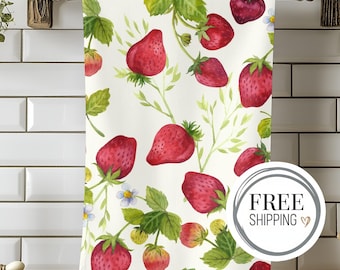 Strawberry Tea Towel for your Kitchen Decor, Hand Dish Towels Are Lovely Newlywed, New Home, Bridal Shower, Mother&#39;s Day, or Grandma Gifts