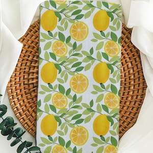 Lemon Grove Tea Towel – Citrus Kitchen Towel – Summer Fruit Dish Towel – Farmhouse Lemon Decor – Cotton Kitchen Towel