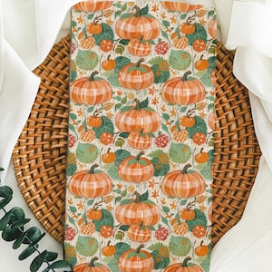 Pumpkin Harvest Tea Towel, Fall Kitchen Towel, Autumn Farmhouse Decor, Thanksgiving Dish Towel, Cozy Country Kitchen Gift