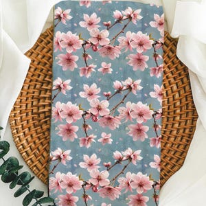 Cherry Blossom Tea Towel – Pink Floral Kitchen Towel, Spring Sakura Decor, Watercolor Flower Dish Towel, Cottagecore Gift