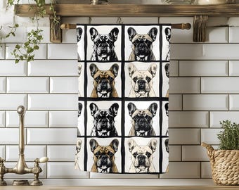 French Bulldog Tea Towel | Cute Frenchie Dog Kitchen Decor | Dog Lover Gift, Housewarming, Pet Parent Towel, Funny Pup Vibes
