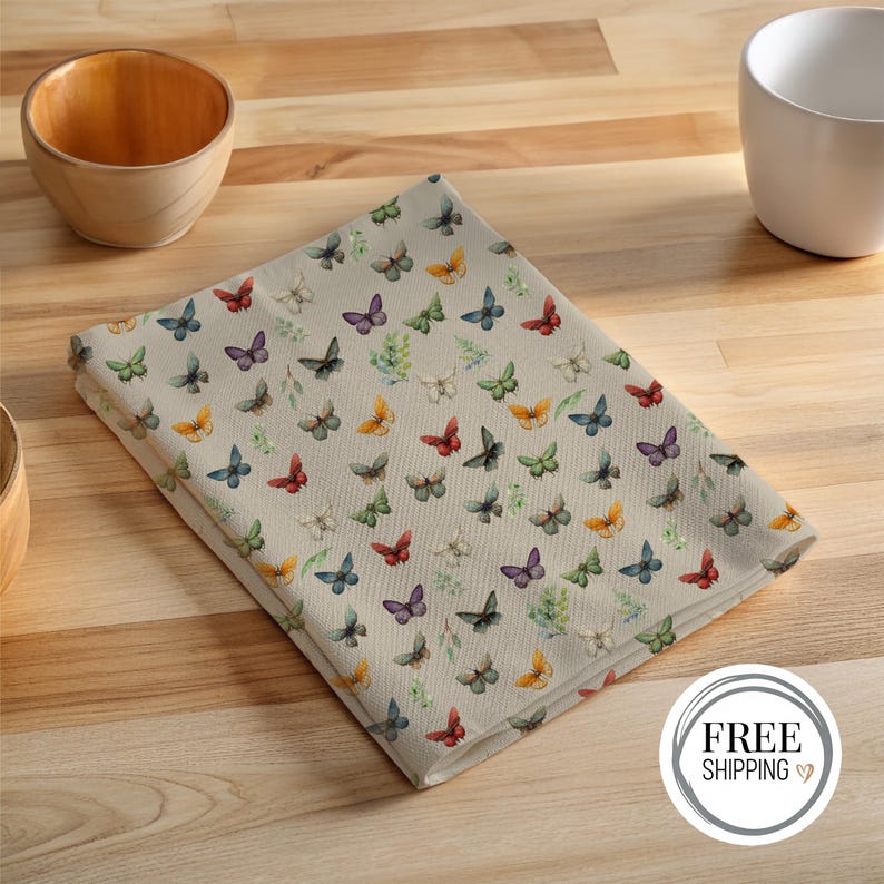 Plums & Butterfly Tea Towel main image 1