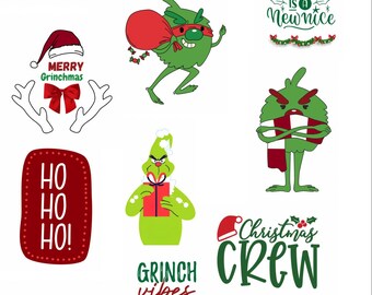 Lot de Grinch, joyeux Grinchmas, téléchargement numérique de grinch, grinch de Noël, visage de grinch, téléchargement numérique de grinch