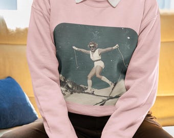 Retro Ski Glam Sweatshirt: Vintage Winter Apparel