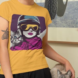 Retro Cool Cat T-Shirt 80s Inspired Neon Apres Ski Shirt Club Ski Bachelorette Winter Bachelorette Apres Ski Tee Aspen Tshirt Ski Sweater