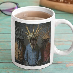 Surreal Creatures Mug  Eerie Art with Unique Monster Design Quirkey Weird Gift Ceramic Mug, (11oz, 15oz)