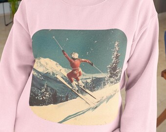Retro Ski Glam Sweatshirt, Vintage Winter Apres Ski Club