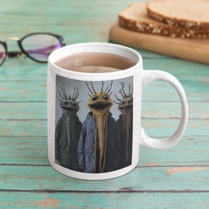 Surreal Creatures Mug  Eerie Art with Unique Monster Design Quirkey Weird Gift Ceramic Mug, (11oz, 15oz)