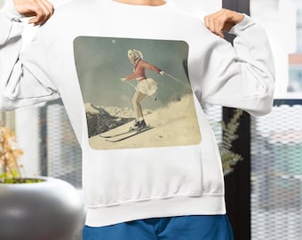 Retro Ski Glam Sweatshirt - Vintage Winter Design