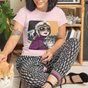 Retro Cool Cat T-Shirt 80s Inspired Neon Apres Ski Shirt Club Ski Bachelorette Winter Bachelorette Apres Ski Tee Aspen Tshirt Ski Sweater