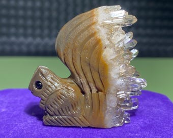 水晶リス標本：天然クリアクラスター、ホームデコレーションギフト 2.6