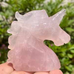 2.4&#39;&#39;+ Natural Rose crystal,quartz crystal,Unicorn skull,Home Decoration,hand carved,crystal Unicorn,Crystal Gifts 1pc