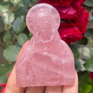 3.9&#39;&#39;+ Natural Rose crystal,quartz crystal,Jesus skull,Home Decoration,hand carved,crystal Jesus,Crystal Gifts 1pc