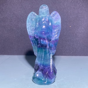 3.9&#39;&#39; Natural Fluorite crystal,quartz crystal,Angel skull,Home Decoration,hand carved,crystal Angel,Crystal Gifts 1pc