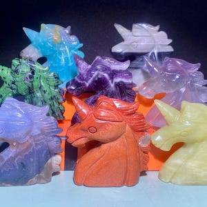 2.4&#39;&#39;+ Natural mix crystal,quartz crystal,Unicorn skull,Home Decoration,hand carved,crystal Unicorn,Crystal Gifts 1pc