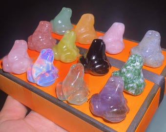 1,1 Zoll natürlicher Quarz Kristall Frosch, Quarzkristall, Froschschädel, Innendekoration, handgeschnitzt, Kristallfrosch, Kristallgeschenke