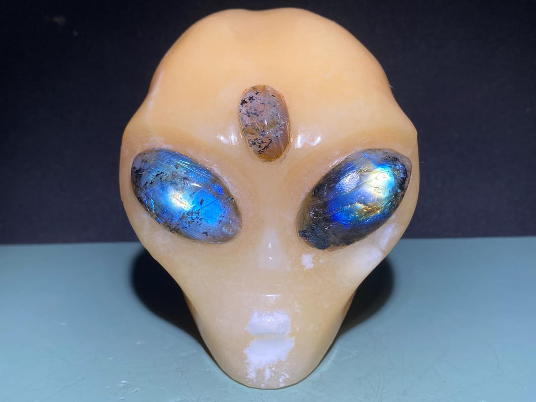 Hand Carved Geode Stone Alien: Natural Quartz Crystal Home Decor - Etsy